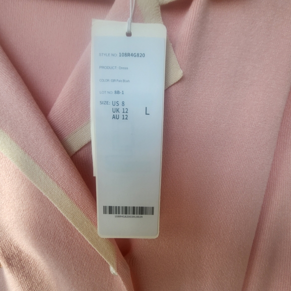 Double-Breasted Long-Sleeve Pink Dress - Picture 6 of 9